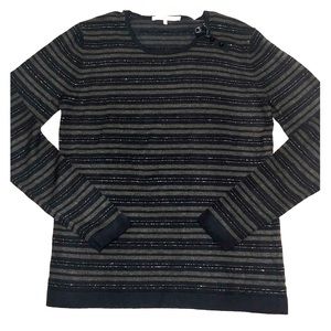 Gerard Darel Navy/Gray/Metallic Stripe Sweater 3/M